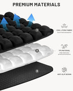Inflatable Seat Cushion for Office, Travel, Car & Wheelchair - Inflating Air Cushion Seat, Portable Comfort Seat Cushions for Airplane, Stadium, Chair - Ergonomic Support for Long Sitting (Black)