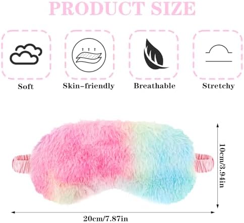 12Pcs Plush Sleep Eye Mask Bulk, Cute Sleeping Mask for Kids,Furry Eyes Cover Faux Fur Blindfold for Sleepover Nap Party Supply Girls Women
