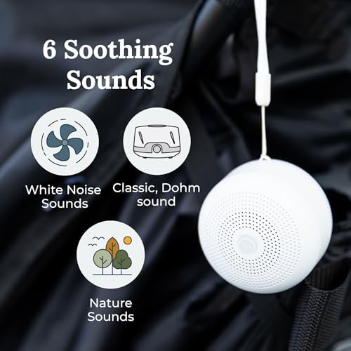 Yogasleep Travel Mini Portable White Noise Sound Machine, 6 Soothing Sounds, Volume Control, Dimmable Night Light, Sleep Therapy for Adults & Baby, USB Rechargeable, Lanyard Included