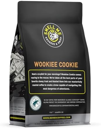 Bones Coffee Company Star Wars Wookiee Cookie Chocolate Chip Cookie Flavored Coffee, Medium Roast Low Acid Arabica Beans Compatible with Auto drip and French Press Coffee Maker, 12 Oz Ground