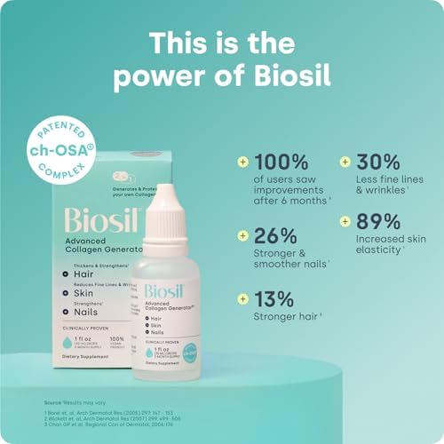 Biosil Collagen Booster Supplement - 1 fl oz Drops - Patented ch-OSA Activator for Skin, Hair, Nails & Joints - Supports Natural Production - 60-Day Supply