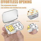 Pill Box-2 Compartment Small Pill Case Square Organizer Case with Mirror Portable Metal Medicine Box Travel Container for Pocket & Purse Women Men(Cute Dog)