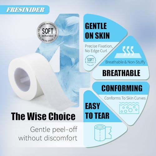 FRESINIDER Soft Paper Surgical Tape 12 Rolls, 1” x 10 Yards, Hypoallergenic Latex-Free Medical Tape for Sensitive Skin, Breathable Easy-Tear Surgical Tape for Wound Care, Bandage Fixation & First Aid