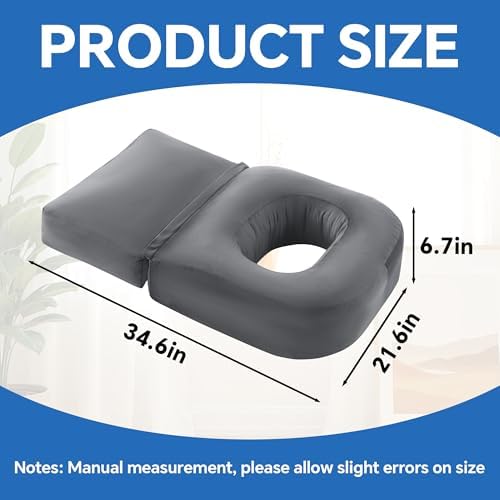 HOMBYS Extra Long BBL Pillow After Surgery for Sleeping & Sitting, Brazilian Butt Lift Pillow with Extended Back Support, BBL Chair with Hole, Mixed Filling (High-Density Foam + Soft Shredded Fill)