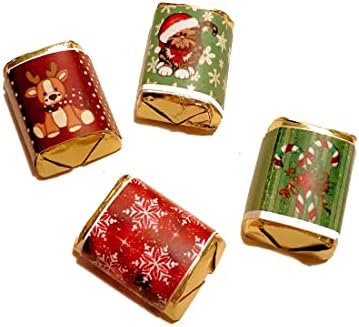 90 Labels Assorted Christmas Chocolate Nuggets Label Wrappers - 3 Sheets of 30 Labels ea. Holiday Favors.