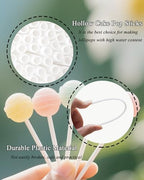 100Pcs Plastic Lollipop Sticks, 4-inch Hollow White Cake Pop Sticks, Thick 4mm Candy Making Accesories for Hard Candy, Chocolate, Cookies (4-inch)