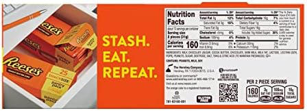 REESE'S Milk Chocolate Snack Size Peanut Butter Cups, Candy Pantry Pack, 13.75 oz (25 Pieces)