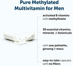 Micro Ingredients Pure Methylated Multivitamin for Men, 240 Capsules | 30 Essential Nutrients with Activated B Complex & Methylfolate + Saw Palmetto, Ginseng, Maca, Lycopene, Vitamin D3 & Zinc