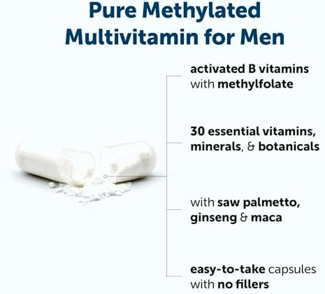 Micro Ingredients Pure Methylated Multivitamin for Men, 240 Capsules | 30 Essential Nutrients with Activated B Complex & Methylfolate + Saw Palmetto, Ginseng, Maca, Lycopene, Vitamin D3 & Zinc