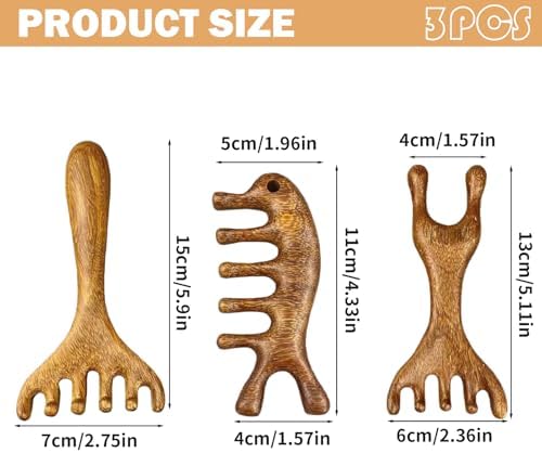 3 Pcs Scalp Massage Tool,Foot Massager Tool,Wooden Scalp Massager, Massage Comb,Foot Massage Tool,Labor Comb For Pain,For Scalp, Eye, Facial, Neck, Shoulder, 5 Touchs Therapy Comb, Massage Combs