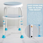 Aidapt Bath Stool with Rotating Seat.Non-Slip Ferrules,8 Numbered Height Settings,Shower Chair,Elderly,Disabled,Pregnancy,Post Surgery,Rust Free Aluminium,Lightweight,Easy Assembly No Tools Required