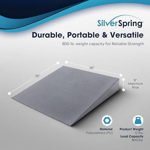 VersaRamp 6" High Lightweight Foam Threshold Ramp for Wheelchairs, Mobility Scooters, and Power Chairs by Silver Spring - 800 lb. Weight Capacity