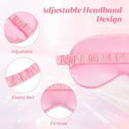 Silk Sleep Eye Mask 4 Pack Mulberry Silk Sleep Mask Eye Cover Blindfold with Elastic Strap Cute Satin Soft Eyeshade Masks for Women Night Sleeping Travel Nap (Pink)