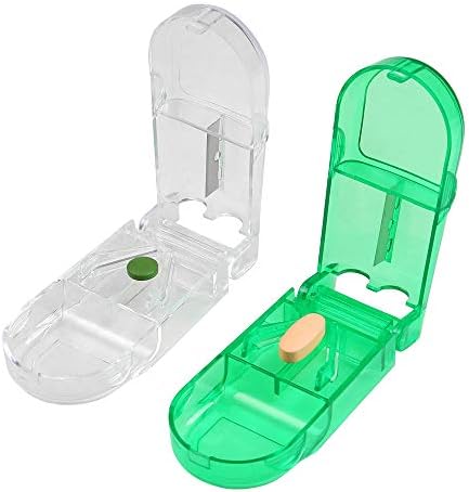 3 Pcs Pill Cutter Pill Splitter Tablet Cutter with Storage Compartment Box for Big & Small Pills