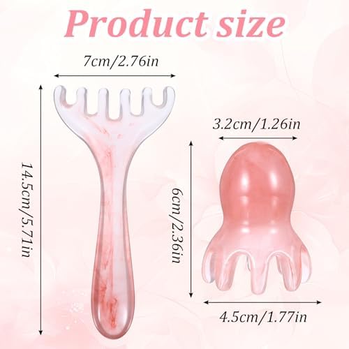 ElevateTech Head Massager Tool Scalp Comb, 2 Pcs Head Massager Comb and 1 Pcs Six Claw Manual Hair Scalp Massagers Gua Sha Tool Resin Hair SPA Acupressure Tools for Mother‘ Day Birthday Gifts