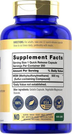 Carlyle MSM Supplement Capsules | 500mg | 200 Count | Non-GMO & Gluten Free Formula | Methylsulfonylmethane