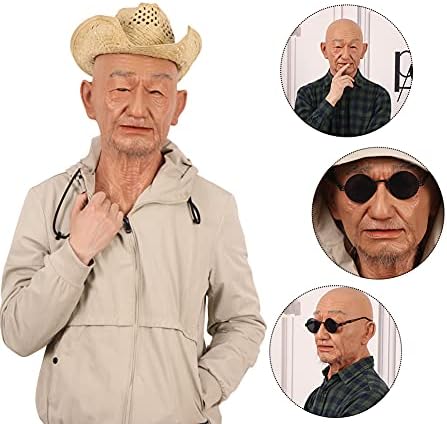 EQAIWUJIE silicone Mask Face Full Head Realistic Old Man Mask Halloween Masks Cosplay Party