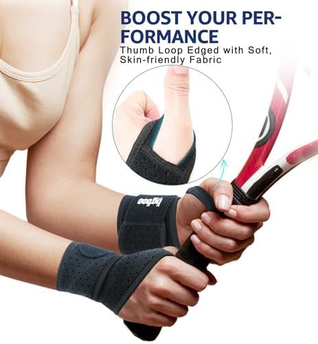 Breathable Wrist Support Brace for Men Women - Adjustable Compression Wrist Wrap for Joint Stability, Sports, Pain Relief, Carpal Tunnel Syndrome - Soft & Skin-Friendly, All-Day Comfort (Black)