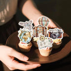 72Pcs Edible Travel Theme Cupcake Toppers Wafer Paper Let the Adventure Begin Cupcake Picks Travel Around The World Party Decorations for Going Away Farewell Party Supplies