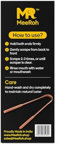 MeeRoh Pure Copper Tongue Scraper (2 Pack) – Manual Tongue Cleaner for Fresh Breath – Professional U-Shaped Metal Tongue Scrubber for Adults and Kids – Traditional Oral Hygiene Tool