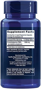 Life Extension TMG, trimethylglycine, Encourages Healthy homocysteine Levels, Non-GMO, Gluten-Free, Vegetarian, 60 Capsules