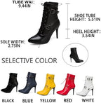 Women's Lace Up Stiletto Fashion Ankle Boots Sexy Pointed Toe Belt Buckle Side Zipper High Heel Booties Causal Party Prom Dress Boots