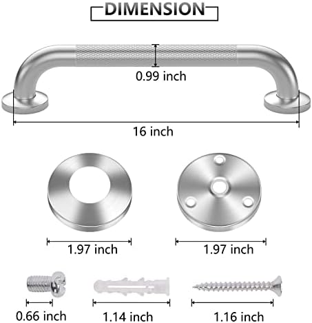 Grab Bars for Shower, 2 Pack 16 Inch Anti-Slip Safety Shower Handle for Senior, Stainless Steel Shower Grab Bars, Handicap Elderly Bathtub and Toilet Bathroom Assist