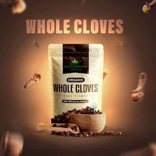 Ceylon Flavors Fresh and Pure Hand Picked USDA Certified Premuim Grade Organic Whole Cloves 3.5oz (100g)