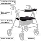 Rollator Walker Seat & Backrest Rollbar Covers Set - Adjustable Patterns Walker Cover Accessories (Black)