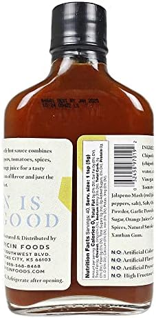 Chipotle Pepper Hot Sauce - 7oz Bottle - Made in USA with Jalapeno & Chipotle Peppers - All Natural Ingredients, Non-GMO, Gluten-Free, Sugar-Free, Vegetarian, Keto