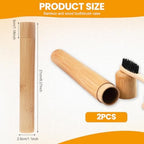 2PCS Empty Nature Bamboo Toothbrush Travel Case Portable Bamboo Toothbrush Container Holder Storage Personal Cleaning Tools Carry Case for Home and Travel