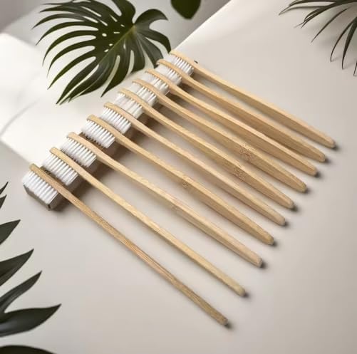 Bamboo Toothbrush Set – Eco-Friendly Wooden Toothbrushes, 10 Pack, Soft Bristles for Adults & Family