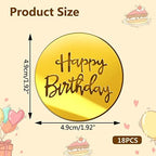 Acrylic Cake Disc, BENBO 18 Pieces Happy Birthday Cake Disc Mirror Acrylic Cupcake Toppers Mini Round Golden Birthday Engraved Topper Charms for Birthday Party DIY Cupcake Decoration