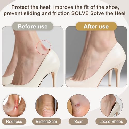14 Pairs Premium Heel Grips for Men and Women, Heel Pads for Shoes that are Too Big, Self-Adhesive, Inserts for Loose, Heel Filler Cushions Improved Shoe Fit and Comfort.