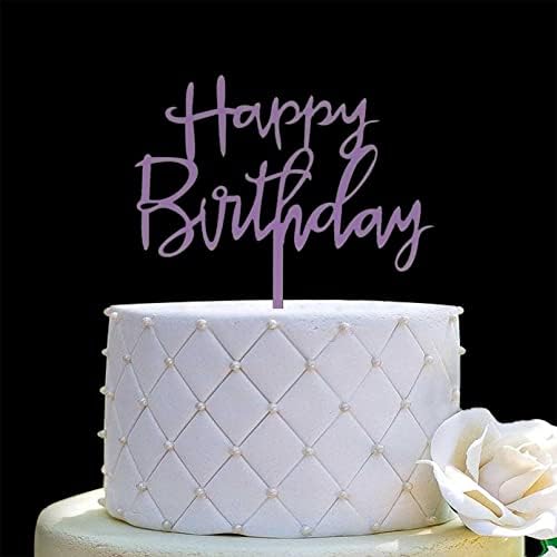 JIEEIN Happy Birthday Cake Topper - Birthday Party Event Decorations, Purple Plastic