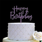 JIEEIN Happy Birthday Cake Topper - Birthday Party Event Decorations, Purple Plastic