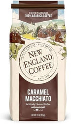 New England Coffee Caramel Macchiato Medium Roast Ground Coffee, 11oz Bag (Pack of 6)
