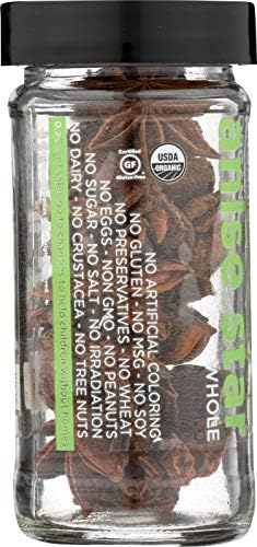 Spicely Organics USDA Certified Organic Anise Star, No Artificial Colors or Preservatives, Zero Sugar, Vegan Friendly, Kosher, Gluten Free & Non-GMO, 0.5 Ounce (Pack of 3)