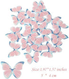 YOcity 48Pcs Edible Butterflies Cake Toppers - Wafer Paper Cupcake Decorations for Wedding, Birthday Party - BLUE
