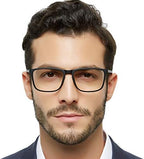OCCI CHIARI Reading Glasses Men's Rectangle Reader Durable Spring Hinge 1.0 1.25 1.5 1.75 2.0 2.25 2.5 2.75 3.0 3.5 (Black 100)