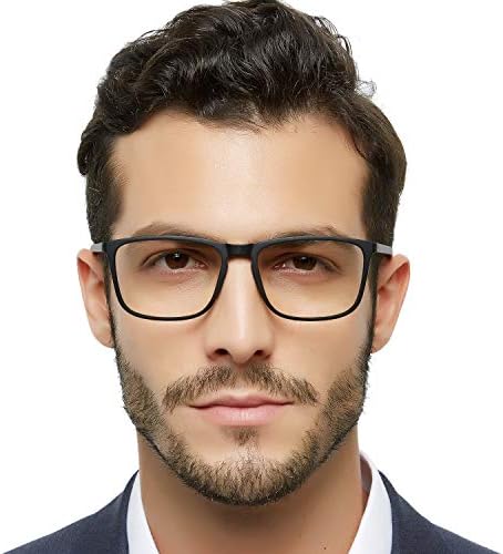 OCCI CHIARI Reading Glasses Men's Rectangle Reader Spring Hinge 1.0 1.25 1.5 1.75 2.0 2.25 2.5 2.75 3.0 3.5(Black 150)