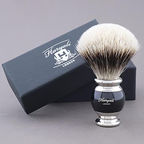 Haryali London Synthetic Silver Tip Badger Hair Shaving Brush with Brush Stand/Holder