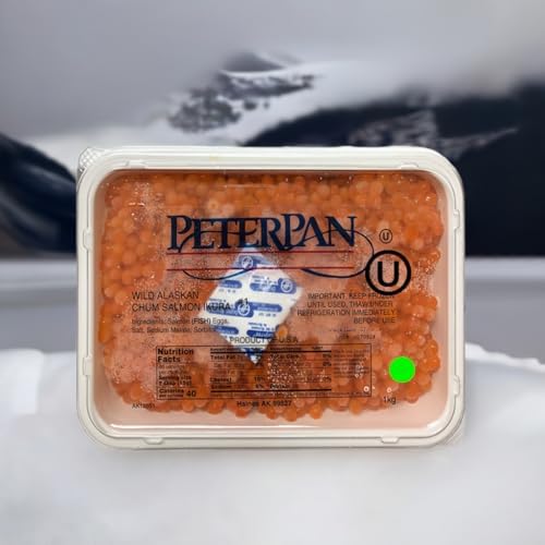 Wild Alaskan Salmon Red Caviar, Chum #1, Peter Pan, Salmon Ikura (Premium Quality), 1kg/2.2lb