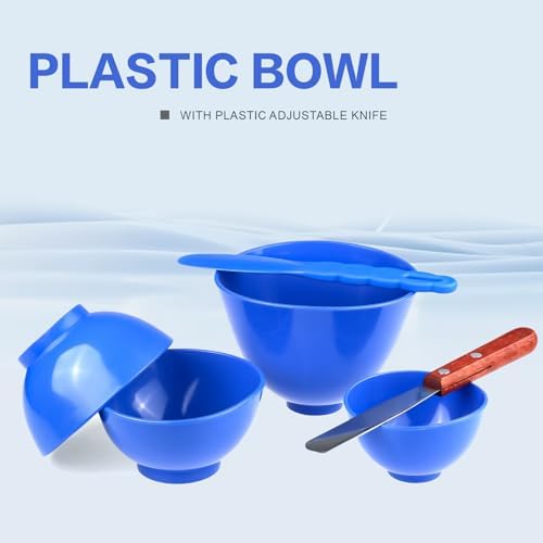 EustomA 4Pcs One Set Silicone Flexible Rubber Plaster Impression Mixed Alginate Bowl Dental Lab Mixing Bowls Blue