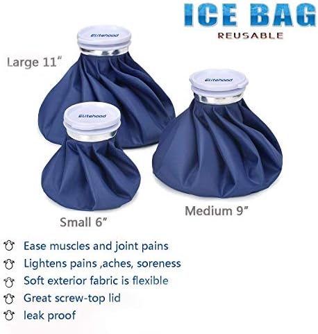 elitehood Ice Cold Pack Reusable Ice Bags Hot Water Bag for Injuries, Hot & Cold Therapy and Pain Relief with Elastic Breathable Support Wrap, 4-Pack, 3 Sizes (6"/9"/11"), (for Hot Therapy is 50-60℃)