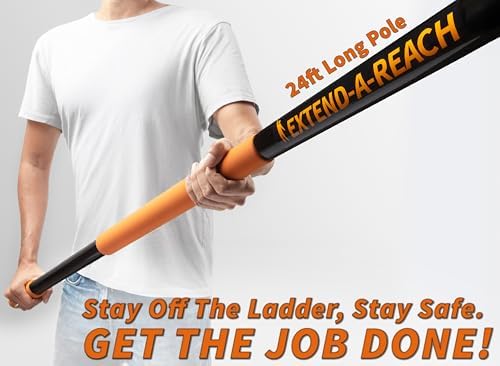 30 Foot High Reach Duster Kit with 5-24 ft Extension Pole // High Ceiling Dusting and Window Cleaning Kit with Telescopic Pole // Window Washer & Squeegee, Cobweb Duster, Fan Blade and Feather Duster