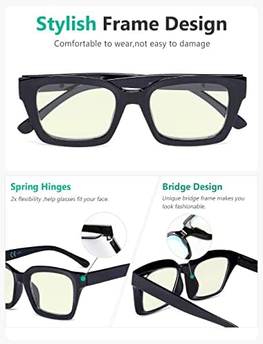 Eyekepper 4 Pack Ladies Computer Glasses Oversized Square Design Blue Light Filter Readers +0.50