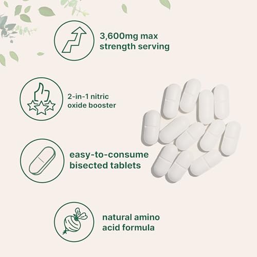 Nitric Oxide Supplements for Men & Women 3,600mg, 240 Bisected Tablets | 80 Servings | Max Strength Nitric Oxide Booster with L-Arginine & L-Citrulline