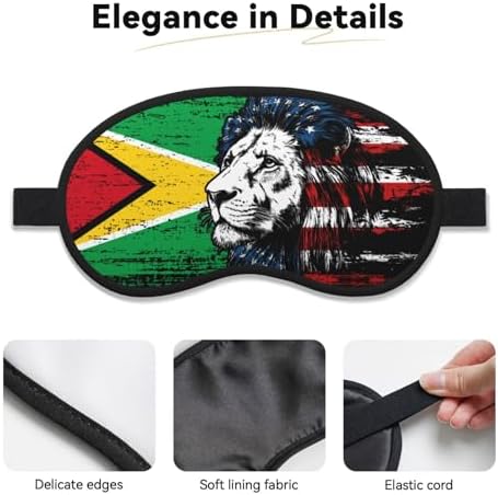 Lion America Flag Guyanese Flag Sleep Mask for Men Women Soft Skin-Friendly Eye Cover Airplane Travel Essentials Night Sleeping