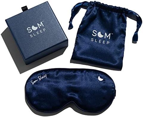 Som Sleep Satin Sleep Mask for Women & Men – Soft & Comfortable Eye Mask for Sleeping with Adjustable Head Band – 100% Light Blocking, Breathable Fabric Eye Cover for Sleeping Navy Blue